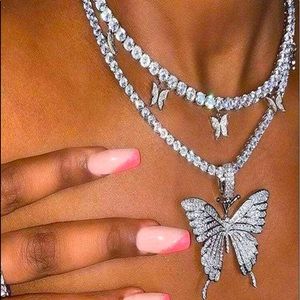 Rhinestone necklace / cuban link chain/ diamond chain